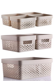 Hermia Juego de 7 Cestas Organizadoras Beige